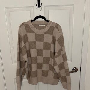 OAK + FORT Beige and Brown Plaid Sweater